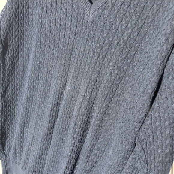 Vintage Tosani Dark Navy Blue Cable Knit V Neck Sweater XL - Picture 8 of 13